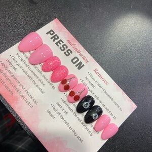 Pink and Black Press-On Nails